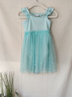 Just Lizzy Baby Girls Aqua Tulle Dress Bodysuit – Size 24 Months💰